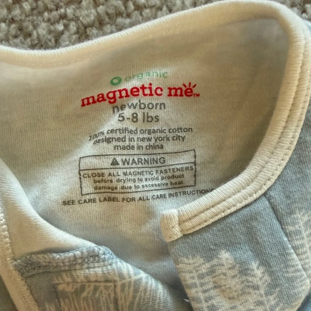 Magnetic Me Light Blue Cloud-Print Footed Pajama One-Piece